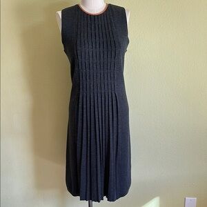 Tory Burch Gray Ribbed Sheath Midi Dress Work